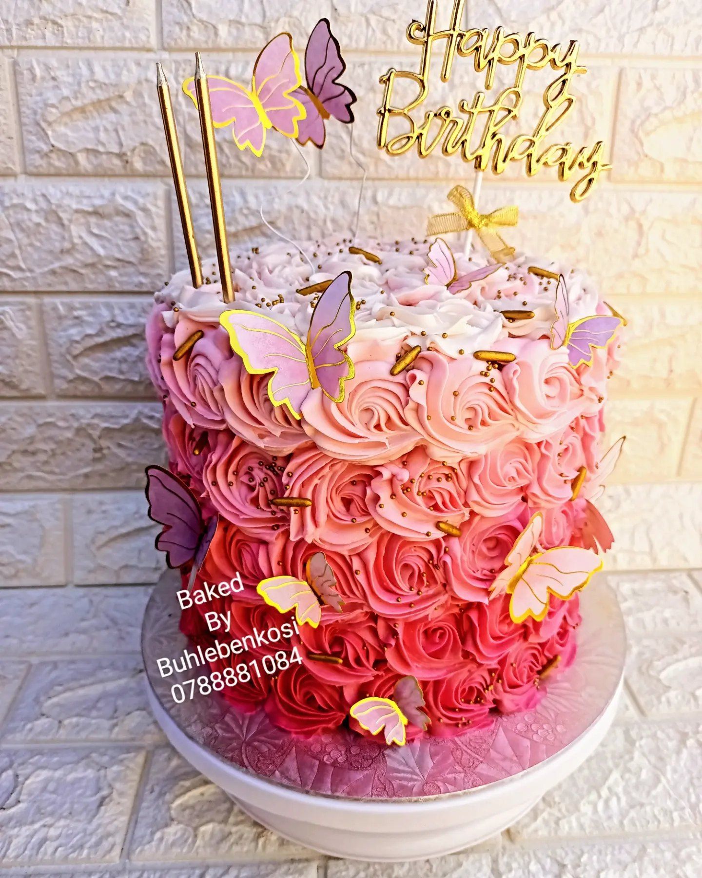 Pink Rosette Cake by Baked by Buhlenkosi