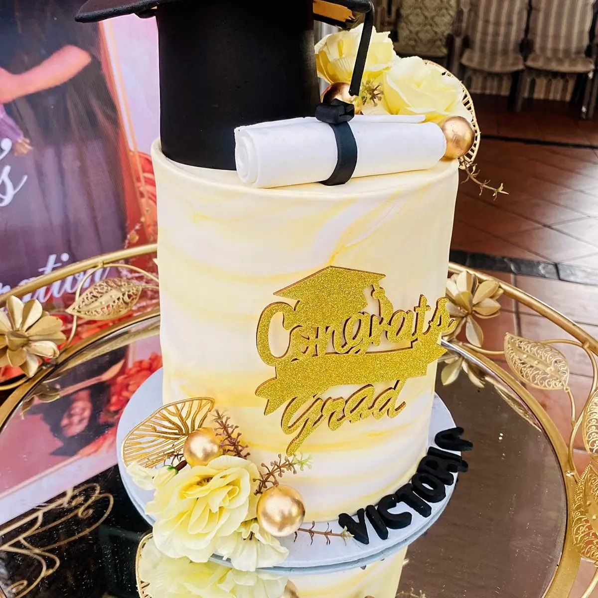 Golden Script Cake by Baked by Buhlenkosi