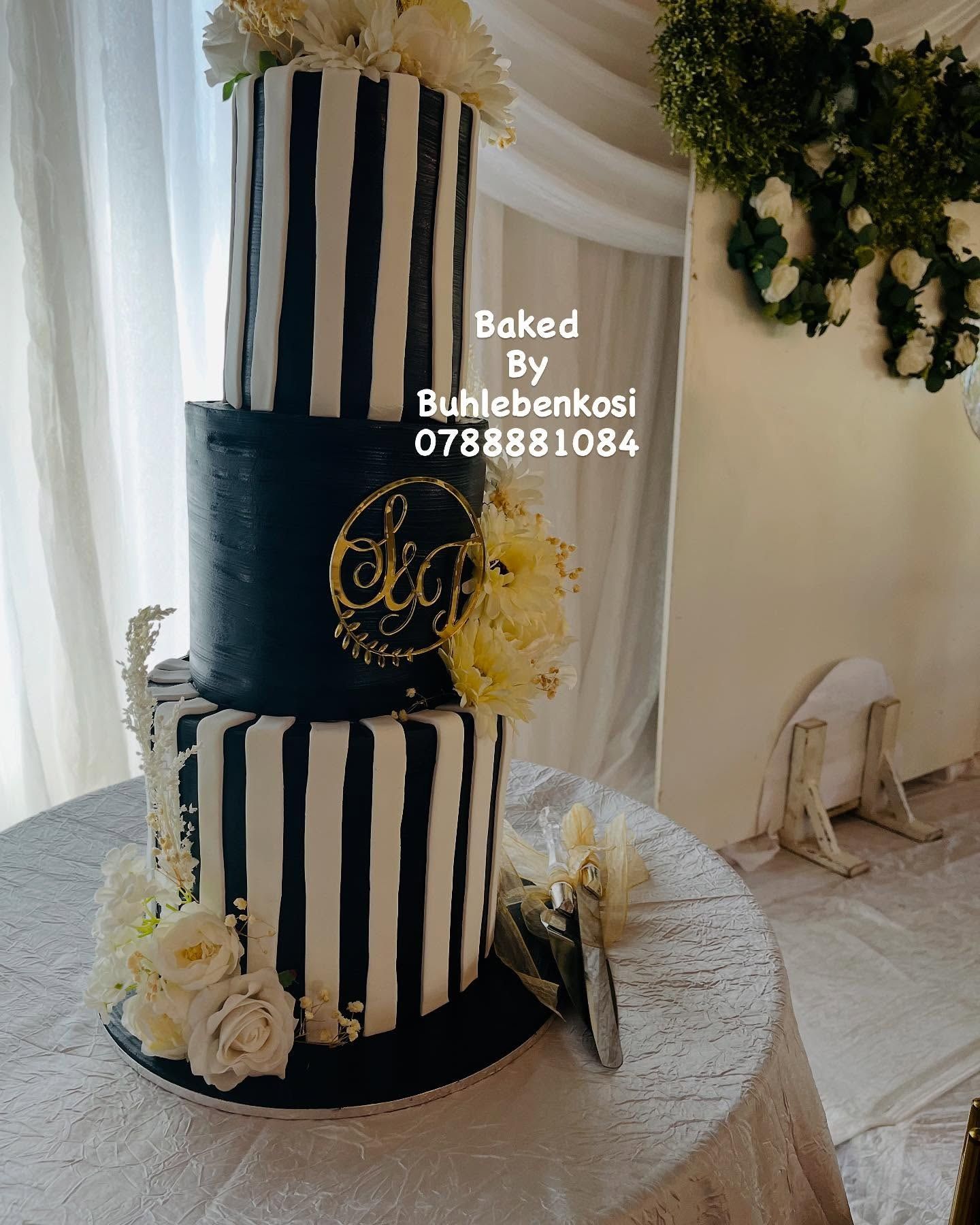 Monochrome Tier Cake by Baked by Buhlenkosi