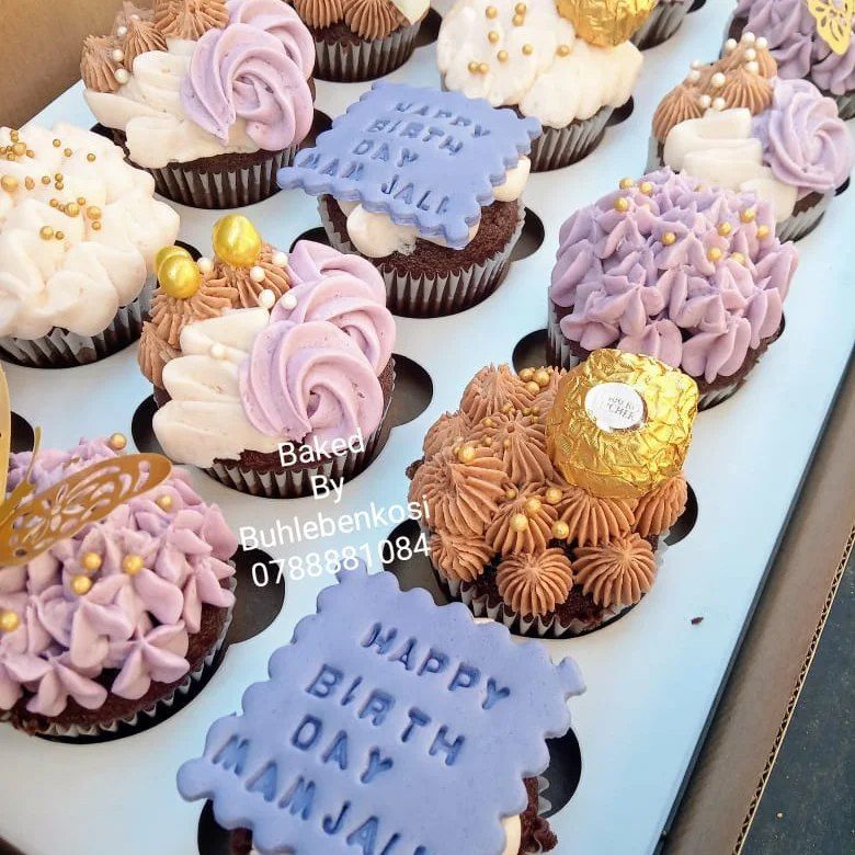A selection of buttercream cupcakes