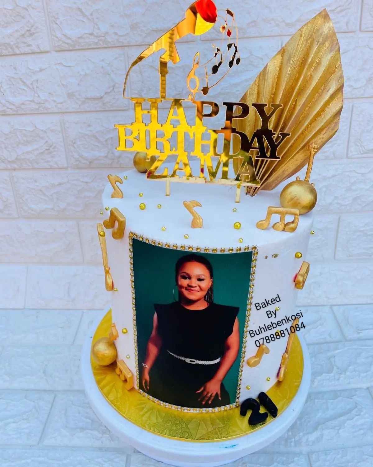 Golden Portrait Cake by Baked by Buhlenkosi